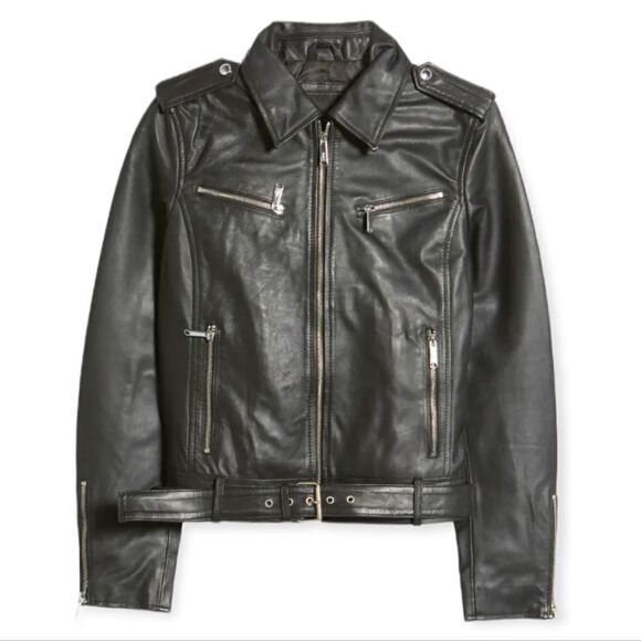 NWT Sam Edelman Black Leather Moto Jacket Size Small  - Picture 3 of 9